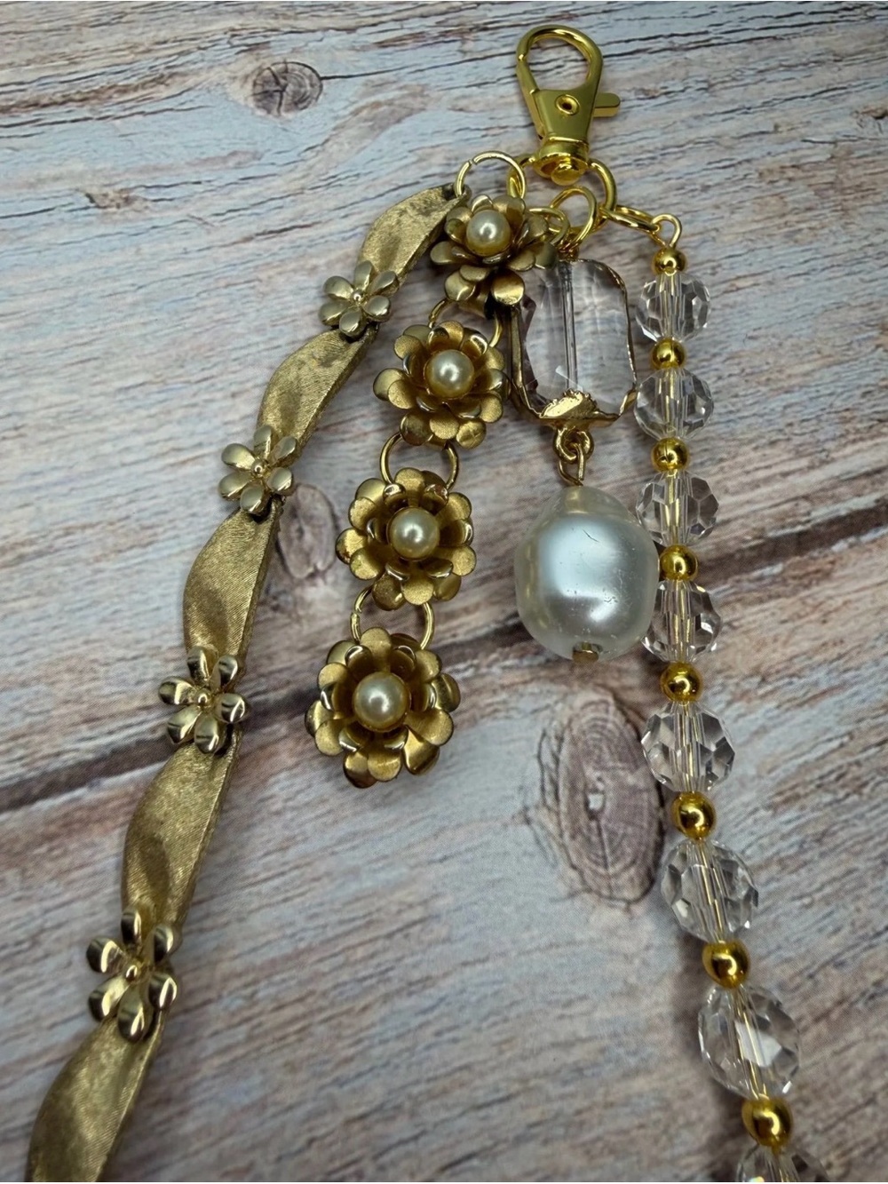 Golden Floral Dreams Bag Charm